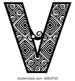 alfabeto de apertura, letra V