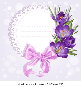 Openwork card with wreath of purple crocuses 3. Just print and sign