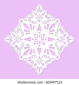 Openwork carved mandala. Laser cutting template. The design is suitable for greeting cards, envelopes, festive invitations, decorative interior elements.