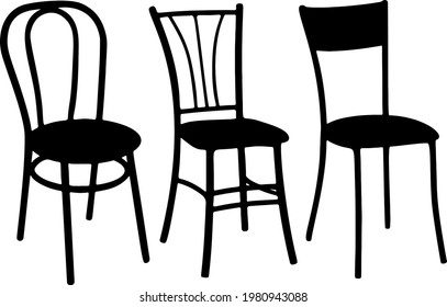 Openwork chairs in the set. Furniture for home.