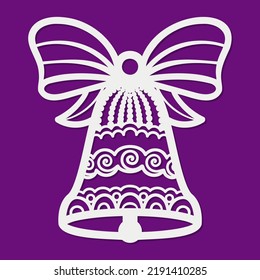 Openwork Christmas bell. template for laser cutting from any materials. For the design of Christmas toys, postcards, New Year and Christmas decor. Vector