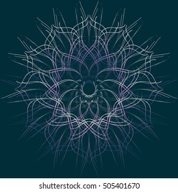 Openwork circular ornament. Decorative ornate pattern of curved lines. Vector illustration 