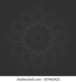 Openwork circular ornament. Decorative ornate pattern of curved lines. Vector illustration 