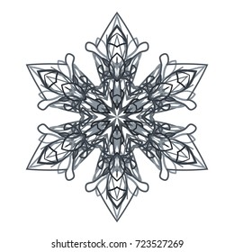 Openwork colored snowflake. Symbol of the New Year's holiday of Christmas.