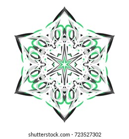 Openwork colored snowflake. Symbol of the New Year's holiday of Christmas.