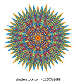 Openwork colorful mandala. Circular elegant ornament. Spiritual and esoteric symbol. Vector graphics.