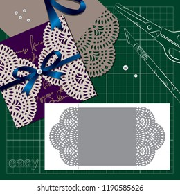 openwork for cutting knife: invitation large table cloth with scalloped edge square and template 