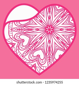 Openwork Decorative Heart With Flowers. Vector Illustration. Template For Greeting Cards, Envelopes, Wedding Invitations, Interior Elements.