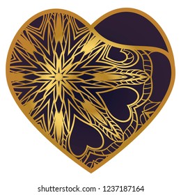 Openwork Decorative Heart With Flowers. Vector Illustration. Template For Greeting Cards, Envelopes, Wedding Invitations, Interior Elements.