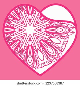 Openwork Decorative Heart With Flowers. Vector Illustration. Template For Greeting Cards, Envelopes, Wedding Invitations, Interior Elements.