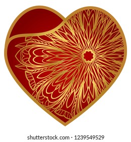 Openwork Decorative Heart With Flowers. Vector Illustration. Template For Greeting Cards, Envelopes, Wedding Invitations, Interior Elements.