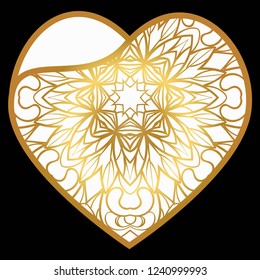 Openwork Decorative Heart With Flowers. Vector Illustration. Template For Greeting Cards, Envelopes, Wedding Invitations, Interior Elements.