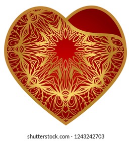 Openwork Decorative Heart With Flowers. Vector Illustration. Template For Greeting Cards, Envelopes, Wedding Invitations, Interior Elements.
