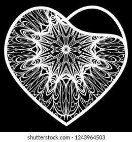 Openwork Decorative Heart With Flowers. Vector Illustration. Template For Greeting Cards, Envelopes, Wedding Invitations, Interior Elements.