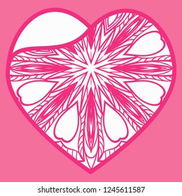 Openwork Decorative Heart With Flowers. Vector Illustration. Template For Greeting Cards, Envelopes, Wedding Invitations, Interior Elements.