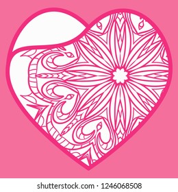 Openwork Decorative Heart With Flowers. Vector Illustration. Template For Greeting Cards, Envelopes, Wedding Invitations, Interior Elements.