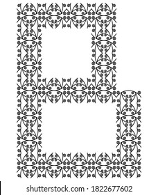 Openwork decorative letter isolated on white background.Inwrought font.