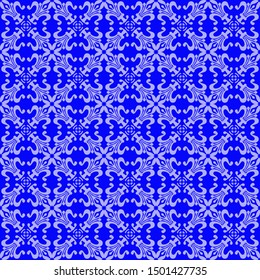 Openwork fantasy, seamless pattern, lace blue, vector