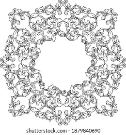 Openwork frame in a classic style on a white background. Layout, template, letterhead.