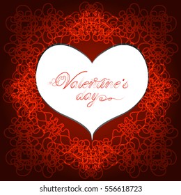 openwork frame with hearts. Card for Valentine's Day