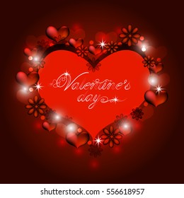 openwork frame with hearts. Card for Valentine's Day