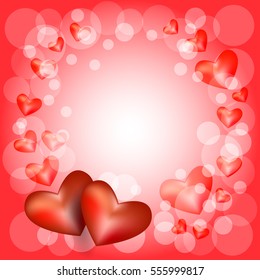 openwork frame with two hearts. Card for Valentine's Day