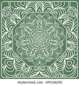 Openwork geometric Pattern for Print. Vector illustration. Green color. Template print for Textile, Fabric, Phone Case