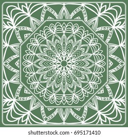 Openwork geometric Pattern for Print. Vector illustration. Green color. Template print for Textile, Fabric, Phone Case