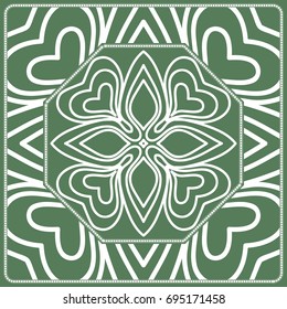 Openwork geometric Pattern for Print. Vector illustration. Green color. Template print for Textile, Fabric, Phone Case