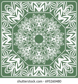 Openwork geometric Pattern for Print. Vector illustration. Green color. Template print for Textile, Fabric, Phone Case