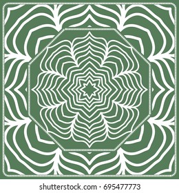 Openwork geometric Pattern for Print. Vector illustration. Green color. Template print for Textile, Fabric, Phone Case