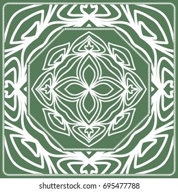 Openwork geometric Pattern for Print. Vector illustration. Green color. Template print for Textile, Fabric, Phone Case