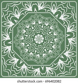 Openwork geometric Pattern for Print. Vector illustration. Green color. Template print for Textile, Fabric, Phone Case