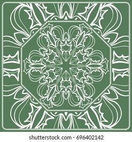 Openwork geometric Pattern for Print. Vector illustration. Green color. Template print for Textile, Fabric, Phone Case