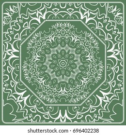 Openwork geometric Pattern for Print. Vector illustration. Green color. Template print for Textile, Fabric, Phone Case