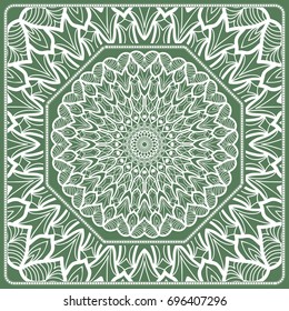 Openwork geometric Pattern for Print. Vector illustration. Green color. Template print for Textile, Fabric, Phone Case