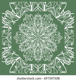 Openwork geometric Pattern for Print. Vector illustration. Green color. Template print for Textile, Fabric, Phone Case