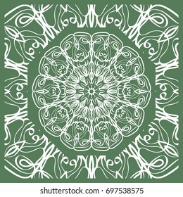 Openwork geometric Pattern for Print. Vector illustration. Green color. Template print for Textile, Fabric, Phone Case