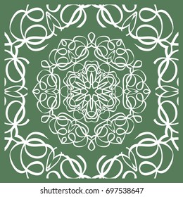 Openwork geometric Pattern for Print. Vector illustration. Green color. Template print for Textile, Fabric, Phone Case