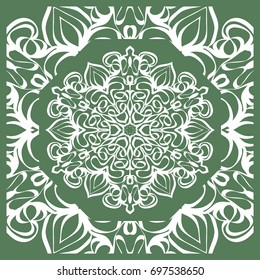 Openwork geometric Pattern for Print. Vector illustration. Green color. Template print for Textile, Fabric, Phone Case
