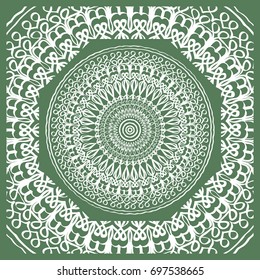 Openwork geometric Pattern for Print. Vector illustration. Green color. Template print for Textile, Fabric, Phone Case