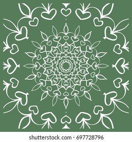Openwork geometric Pattern for Print. Vector illustration. Green color. Template print for Textile, Fabric, Phone Case