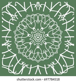 Openwork geometric Pattern for Print. Vector illustration. Green color. Template print for Textile, Fabric, Phone Case