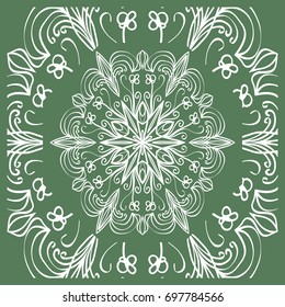 Openwork geometric Pattern for Print. Vector illustration. Green color. Template print for Textile, Fabric, Phone Case