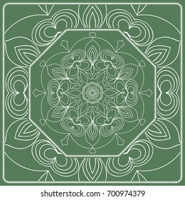 Openwork geometric Pattern for Print. Vector illustration. Green color. Template print for Textile, Fabric, Phone Case
