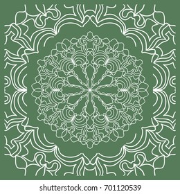 Openwork geometric Pattern for Print. Vector illustration. Green color. Template print for Textile, Fabric, Phone Case