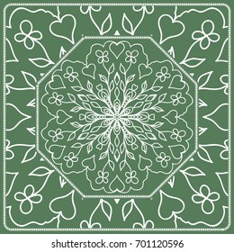 Openwork geometric Pattern for Print. Vector illustration. Green color. Template print for Textile, Fabric, Phone Case