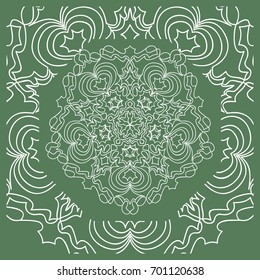 Openwork geometric Pattern for Print. Vector illustration. Green color. Template print for Textile, Fabric, Phone Case