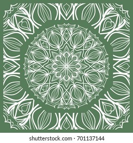 Openwork geometric Pattern for Print. Vector illustration. Green color. Template print for Textile, Fabric, Phone Case