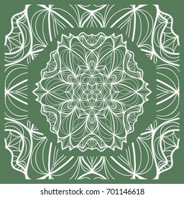 Openwork geometric Pattern for Print. Vector illustration. Green color. Template print for Textile, Fabric, Phone Case